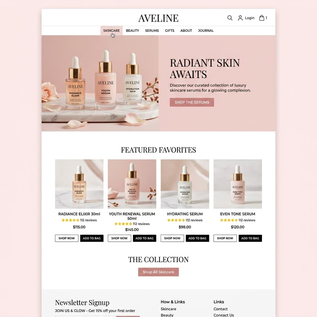 Aveline beauty e-commerce store