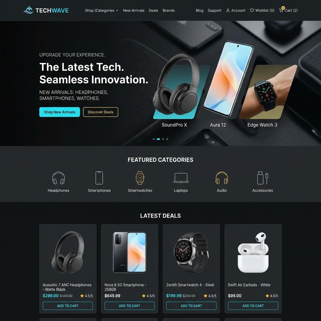 TechWave electronics e-commerce store