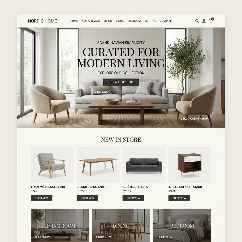 Nordic Home furniture e-commerce store